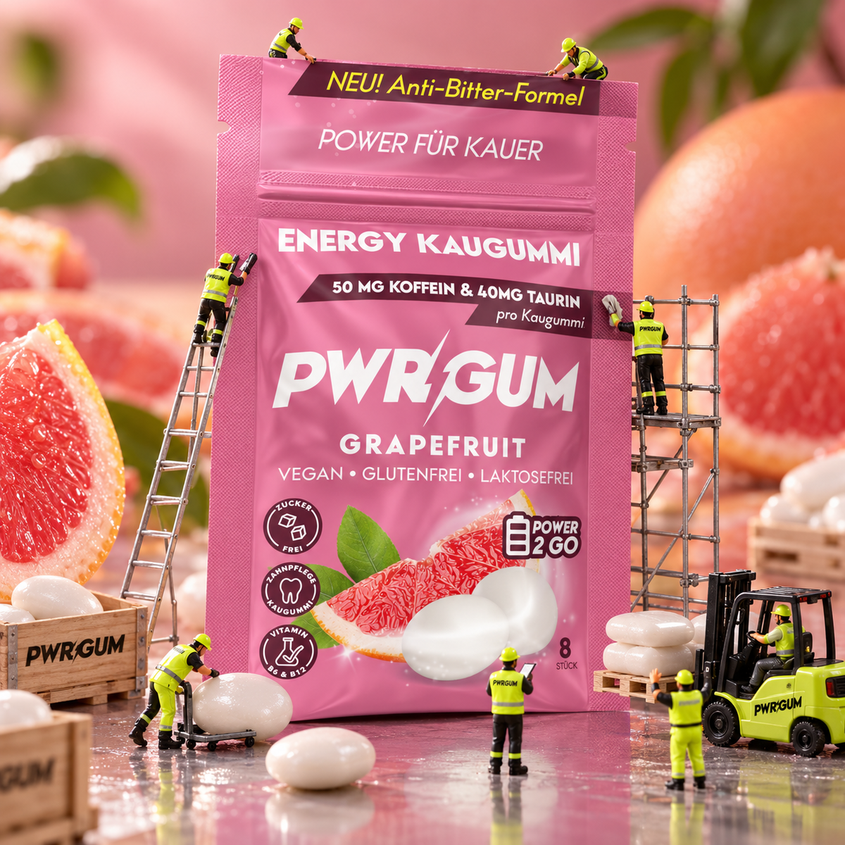 PWRGUM Grapefruit Arbeiter (KI-generiert)